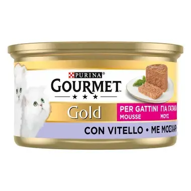 GOURMET GOLD Μους με ΜΟΣΧΑΡΙ για γατάκια 85gr