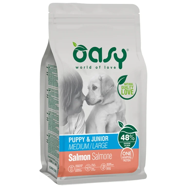 Oasy Dry Dog One Animal Protein Puppy & Junior Medium-Large Salmon 2,5kg