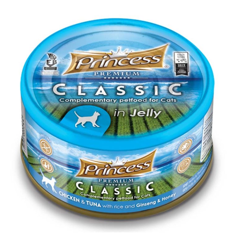 Princess Υγρή Τροφή Γάτας Premium Classic Chicken, Tuna, Rice Ginseng & Honey 170gr